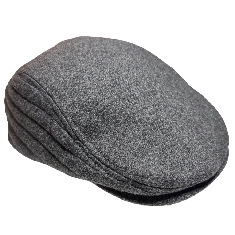 Levi's Quilted Flat Ivy Cap S/M Wool Blend Fleece Lined Charcoal Gray